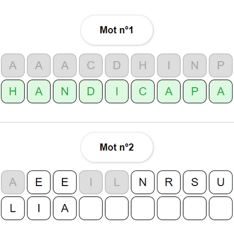 Accéder au Méli-mélo de lettres pour essayer de reformer le plus de mots possibles.