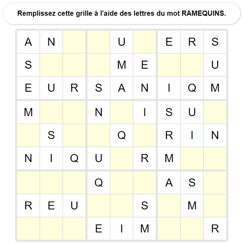 Accédez à Wordoku, un sudoku mais avec des lettres.